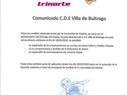 Comunicado CDE Villa de Buitrago «trinorte»