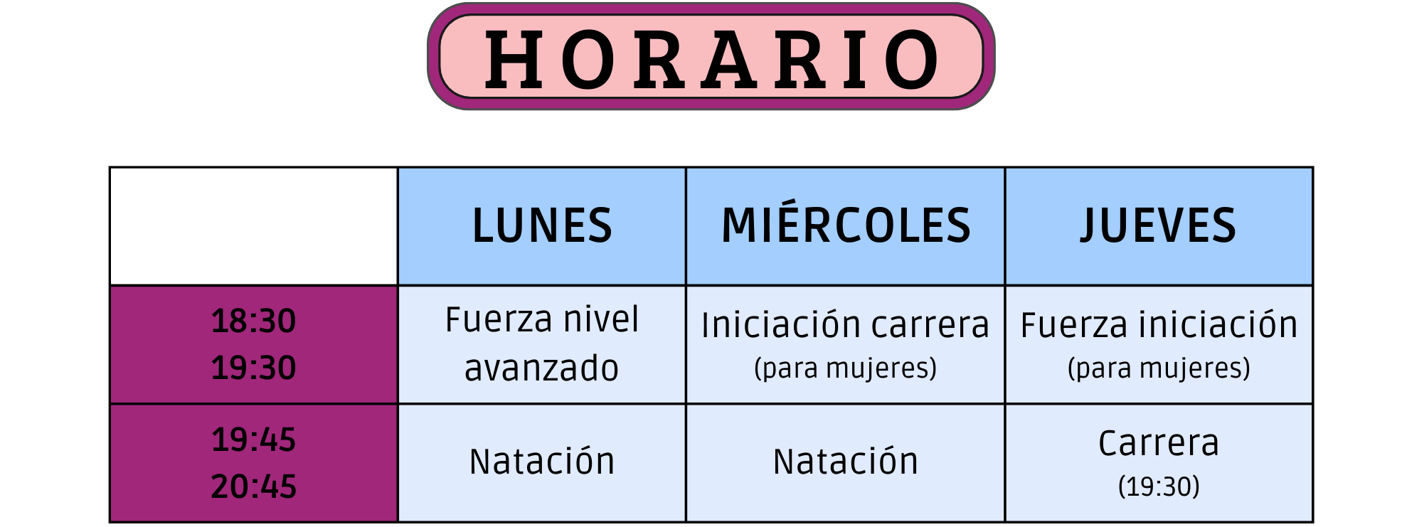 HORARIO UNIVERSO MUJER